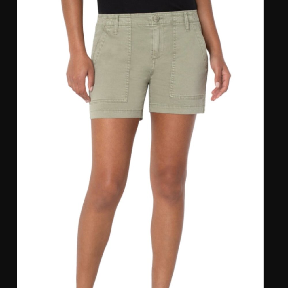 Liverpool Sage Green Utility Bermuda Shorts